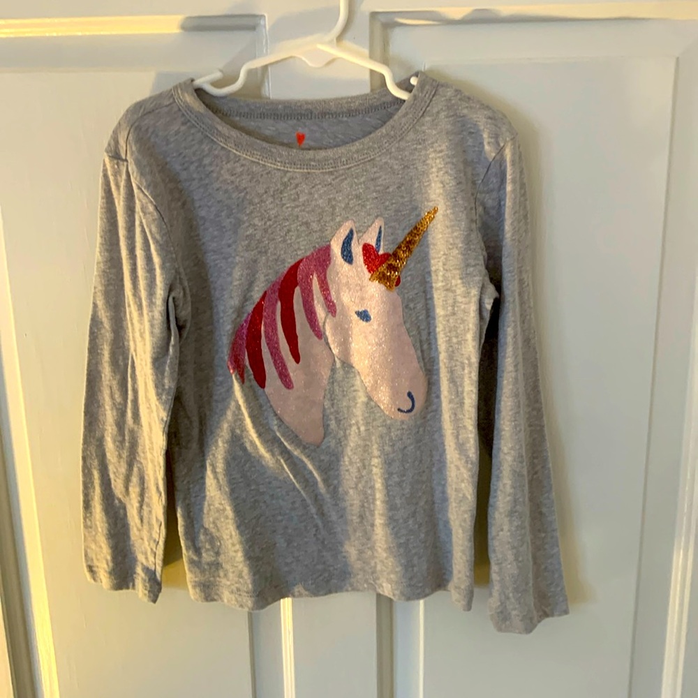 Crewcuts unicorn long-sleeve Tshirt. Size: 4-5.